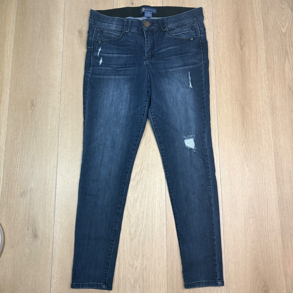 Democracy Absolution Skinny Jeans Womens 12 Dark Wash Distressed Cropped Stretch